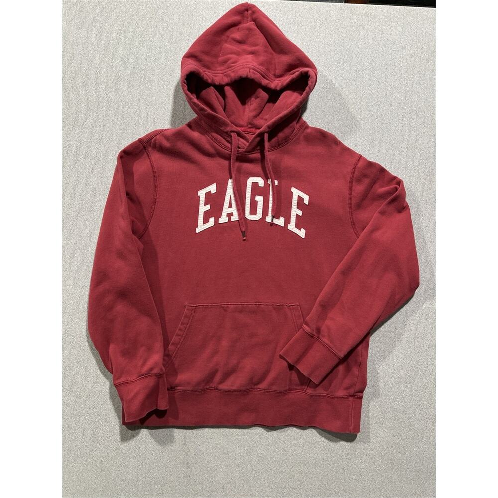 American Eagle‎ Hoodie Mens Large Red Pullover Sweatshirt Eagle Spell Out Logo